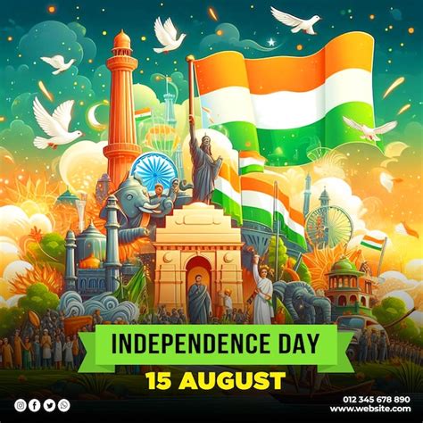 Premium PSD | Independence day social media post with ai generator images