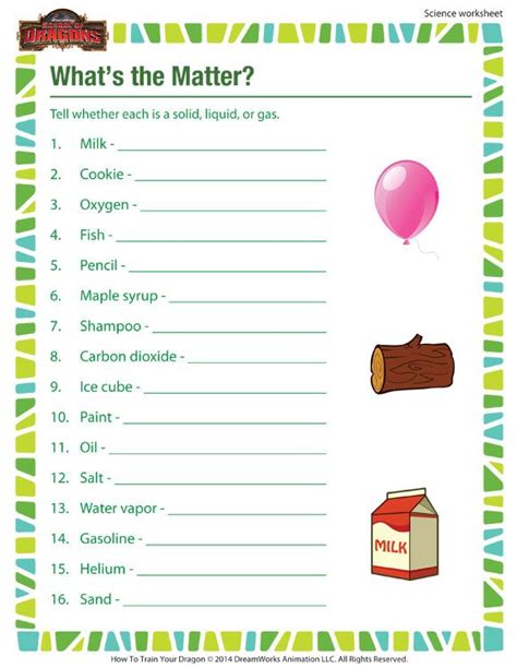 What's the Matter? - Printable Science Worksheet for 3rd grade | Third grade worksheets, Third ...