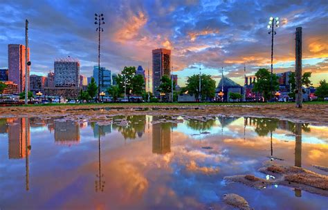 Baltimore Skyline Puddle Reflection Painting Digital Art by Craig ...