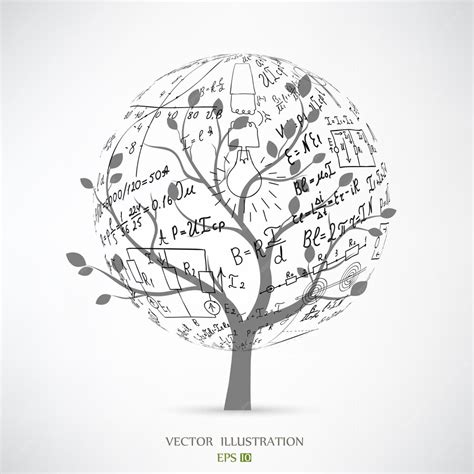 Premium Vector | Mathematical equations and formulas on the tree Science