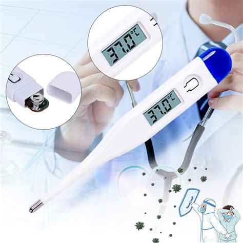 Electronic Digital Thermometer LCD Display Portable Human Thermometer for Infants Kids Adult ...