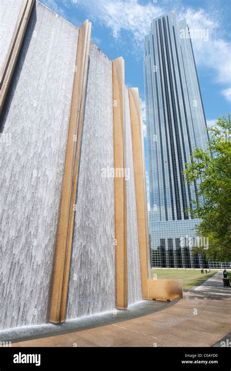 The Houston Water Wall or Waterwall with The Williams Tower (formerly the Transco Tower) , in ...