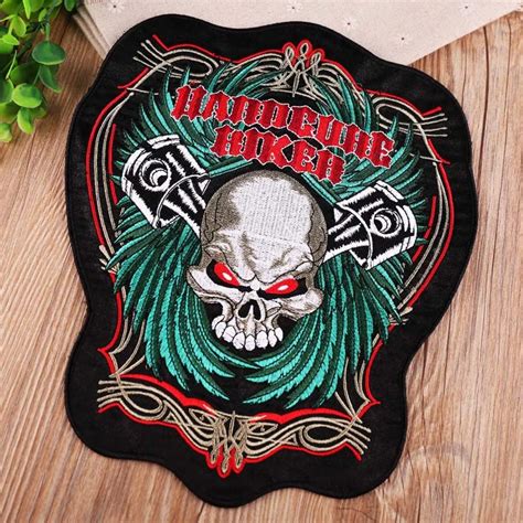 Large size sew on Cross Skull V Twin Biker Chopper Patches MC Motorcycle Biker Patches rider ...