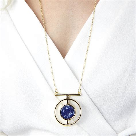 circle blue gemstone necklace by junk jewels | notonthehighstreet.com