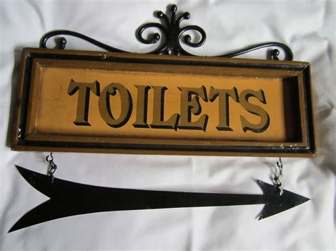 VINTAGE METAL TOILET SIGN with HANGING ARROW (can point to the right or left) | Vintage metal ...