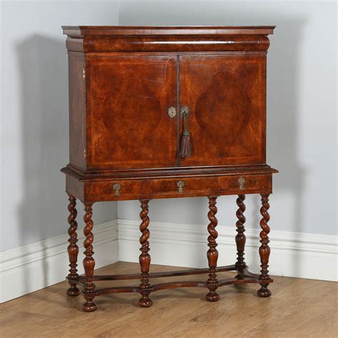 Antique English William & Mary Style Walnut Cabinet on Stand (Circa ...