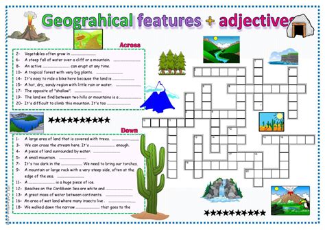 GEOGRAPHICAL FEATURES + ADJECTIVES R…: English ESL worksheets pdf & doc