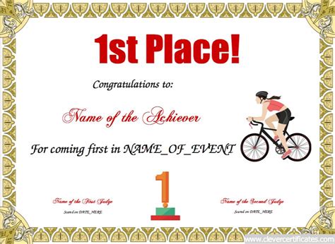 1St Place Certificate - Sample Certificate