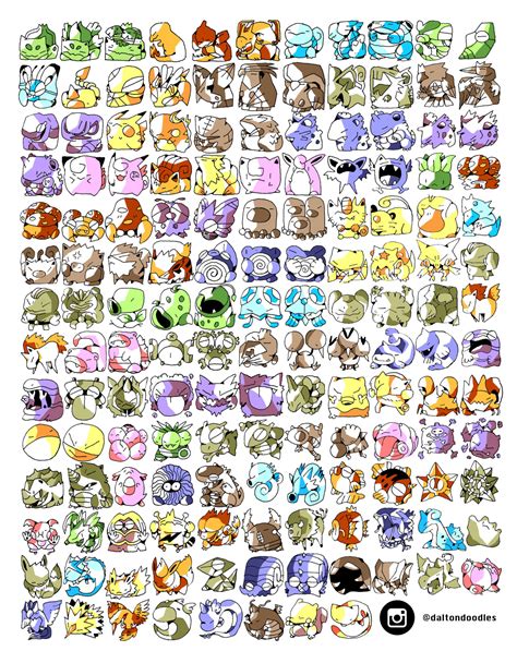 Dalton Stark Draws! — Full sheet of the original Pocket Monsters in...