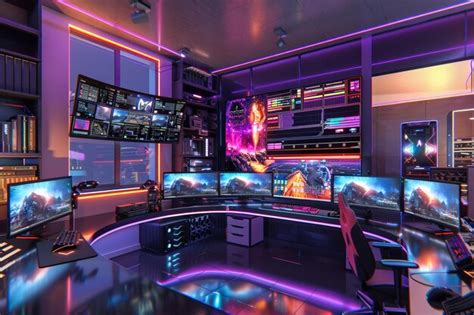 Premium Photo | Hightech gaming PC setup with colorful LED lights