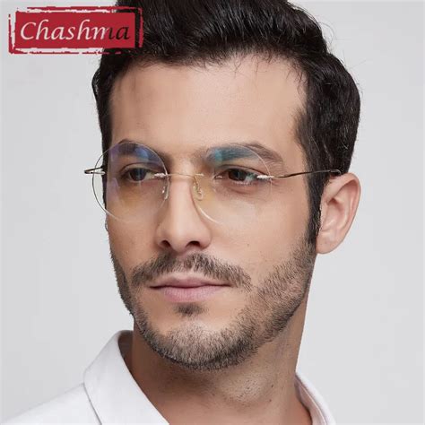 Retro Titanium Rimless Eyeglasses Frames Ultra Light Myopia Round Vintage Glasses Optical Frame ...