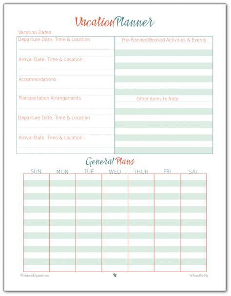 Vacation Planner Printables | Vacation planner, Travel itinerary ...