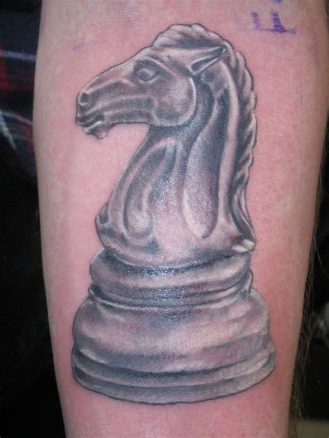 Black and white horse chess tattoo