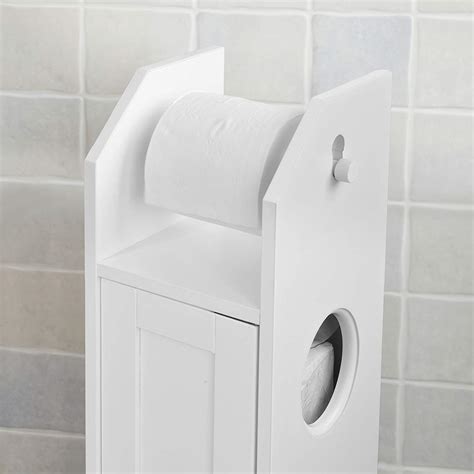 Wooden Free Standing Toilet Tissue Roll Paper Bathroom Cabinet Storage ...