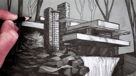 How to Draw a House: Draw Fallingwater - YouTube