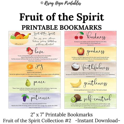 20 Fruit of the Spirit Printable Bookmarks galatians 5:22-23 - Etsy ...