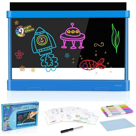 Intera Kids Light Up Drawing Board Magic Pad Draw Tracing with 9 Light ...