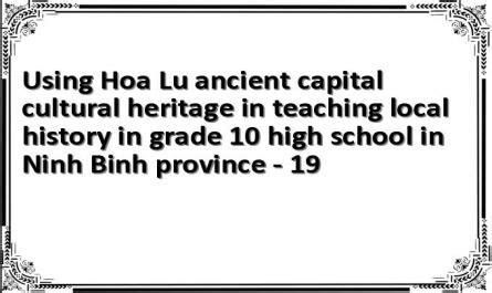 Hoa Lu Ancient Capital Reference doccument