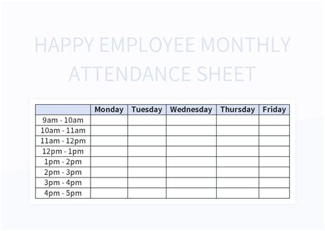 Happy Employee Monthly Attendance Sheet Excel Template And Google ...