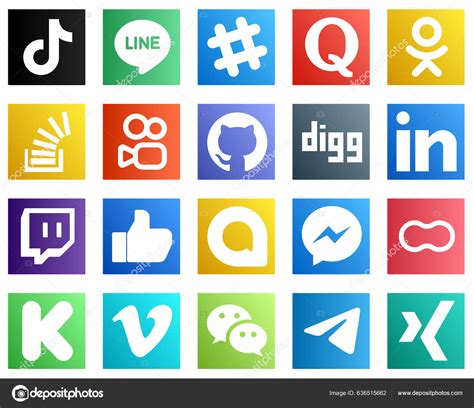 Social Media Icons All Your Needs Linkedin Github Question Kuaishou Stock Vector by ©Flatart ...