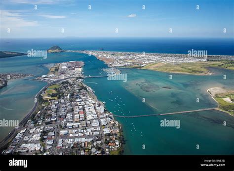 Tauranga, Tauranga Harbour, and Mount Maunganui (in distance), Bay of ...