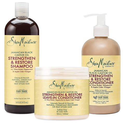 Shea Moisture Curly Hair Care Bundle: Shampoo, Conditioner, Leave In Conditioner, and Jamaican ...