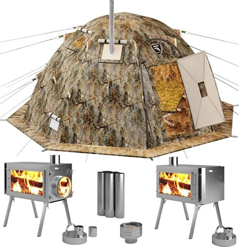 Winter Tent with Stove Pipe Vent. Hunting Fishing Outfitter Tent with ...