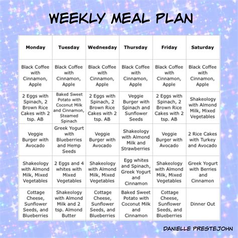 Weight Loss Meal Plan Printable