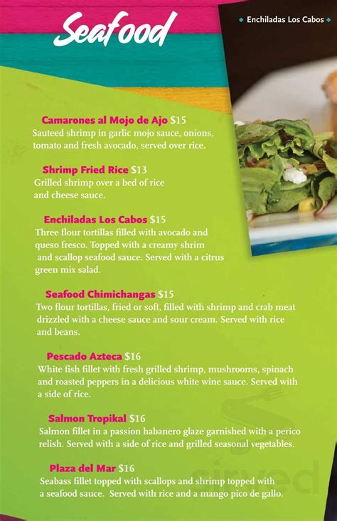 Plaza Azteca menu in Kennett Square, Pennsylvania, USA