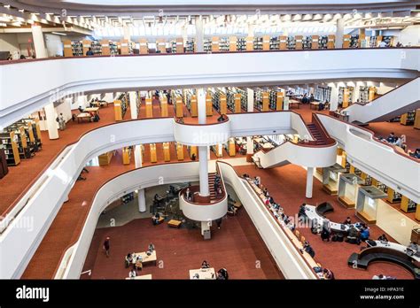 Interior of The Toronto Reference Library with its curving atrium and ...