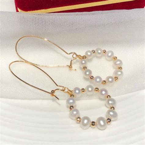 Natural white Baroque Cultured Akoya Pearl Earrings 18k gold Ear stud Party | eBay