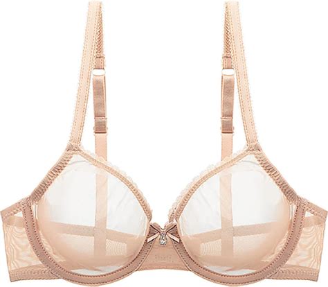 ranrann Damen Transparent BH mit Bügel Push Up Bra Ungepolstert Mesh ...