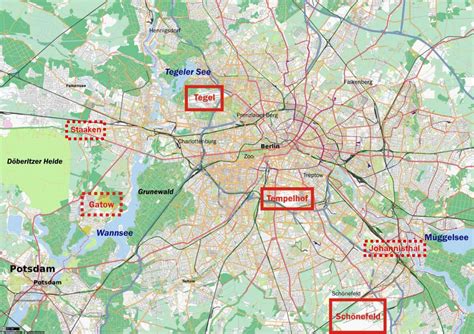 Map of berlin showing airports - Map of airports in berlin germany (Germany)