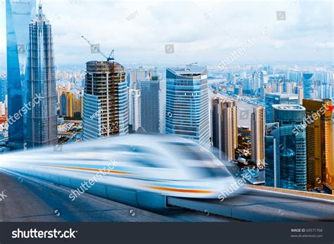 Very Highspeed Train Go Through Shanghai Stock Photo 69571768 ...