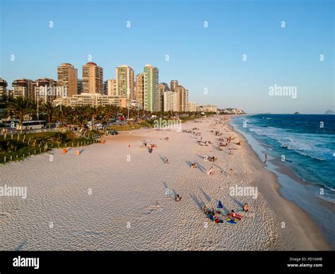 Aerial view of Barra da Tijuca beach during late afternoon. Rio de ...