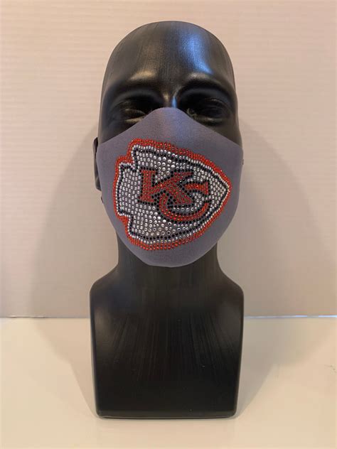 Kansas City Chiefs Mask, Chiefs Face Mask, Face Mask, Rhinestone Face ...