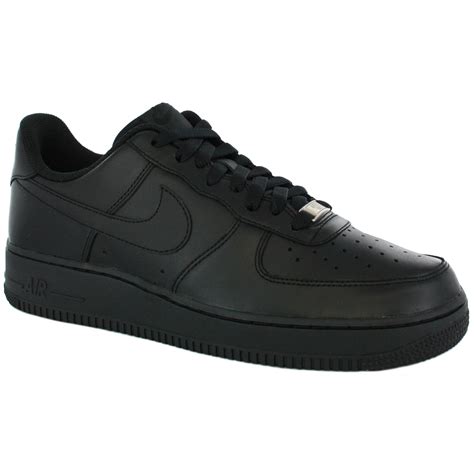 Nike Airforce 1 Low Black leather Trainers Shoes