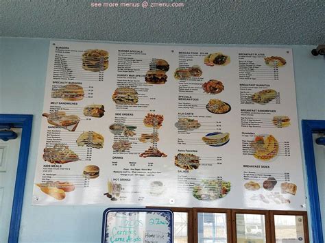 Menu at Astro Burger restaurant, USA