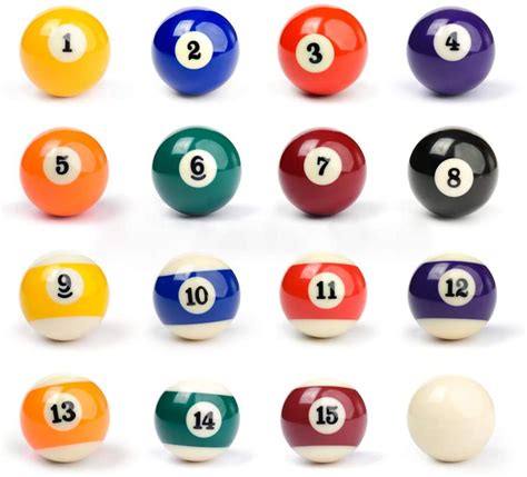 Pool Table Billiard Ball Set, 16 Balls, 2-1/4" Regulation Size ...