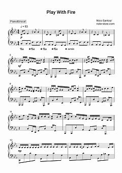 Nico Santos - Play With Fire sheet music for piano download | Piano ...