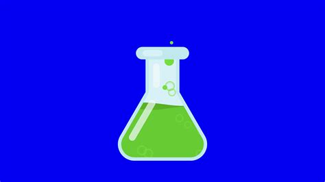 Animation of laboratory beaker being filled with green coloured ...