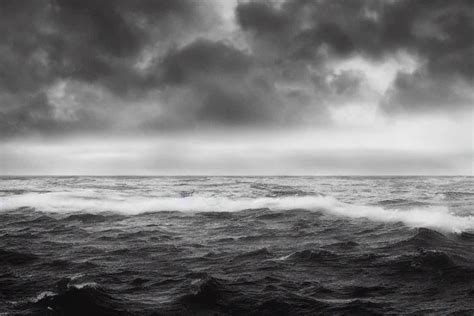 a black and white photo of a stormy ocean, an album | Stable Diffusion ...