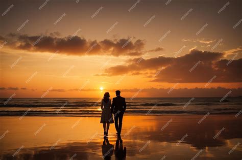 Premium AI Image | silhouette of couple on sunset background