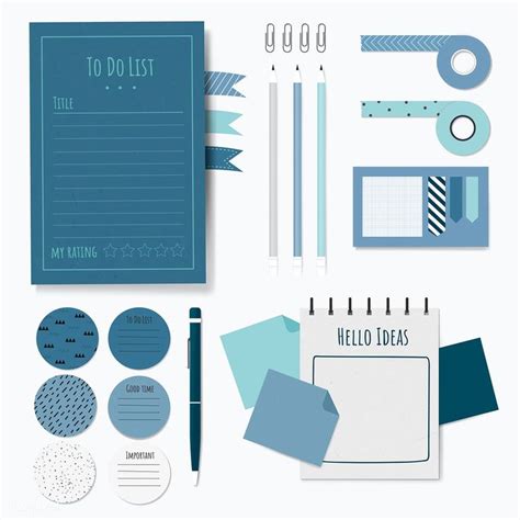 Blue stationery planner vector set | premium image by rawpixel.com ...