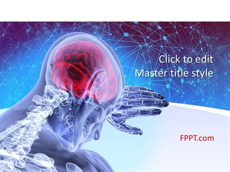 Free presentation template with an animated image of the human brain for medical PowerPoint ...