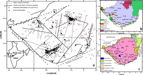 (a) Seismotectonic map of Saurashtra region (India) showing earthquakes... | Download Scientific ...