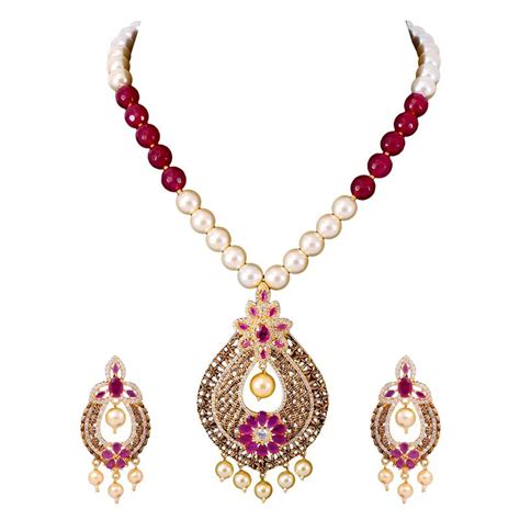 Red pearl necklace-sets - Hyderabad Jewels And Pearls - 1726784