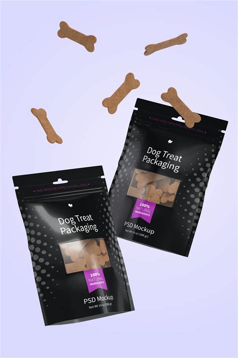 Dog Treat Packaging PSD Mockup, Falling – Original Mockups