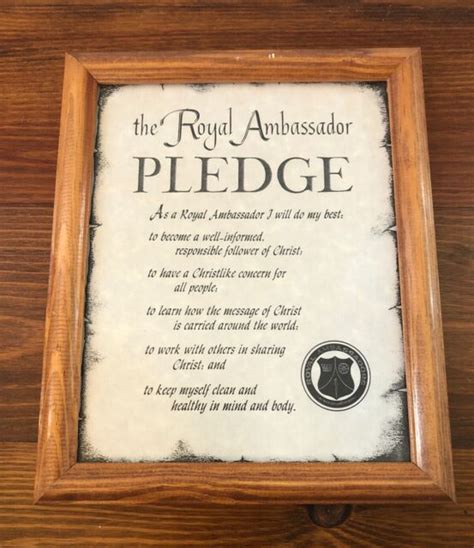 The Royal Ambassador Pledge Picture Frame 11 1/2 X 9 1/2 | eBay