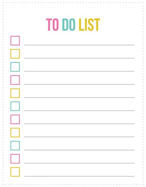 Cute Printable to Do List Template To Do Checklist, Checklist Template, Notes Template ...